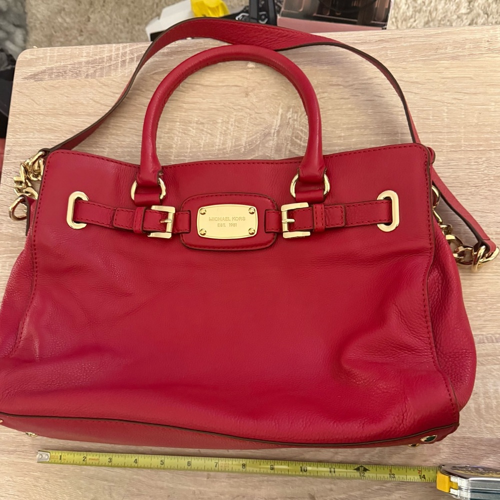 Michael Kors Red/Gold Satchel Crossbody/Shoulder bag AV 1108